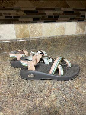 Chaco Women 7 ZX/2 Sandals JCH109532 Pink Green Strappy Hiking Outdoor